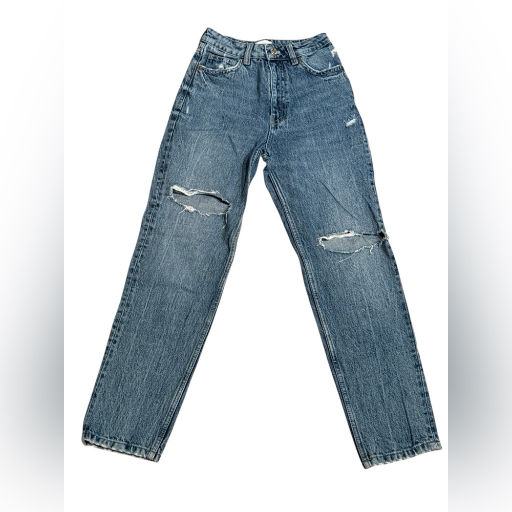 High-Rise Ripped Jeans - Blue - Picture 2 of 5